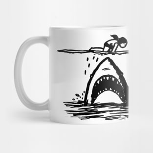 Stick Figure of a Shark in Black Ink Mug